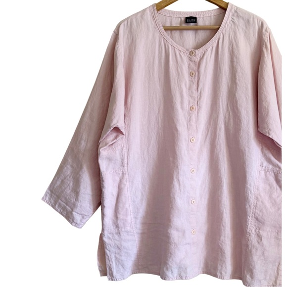 EILEEN FISHER 100% Linen Boho Lagenlook Minimalist Relaxed-Fit Blouse Sz XL/1X - Picture 3 of 9